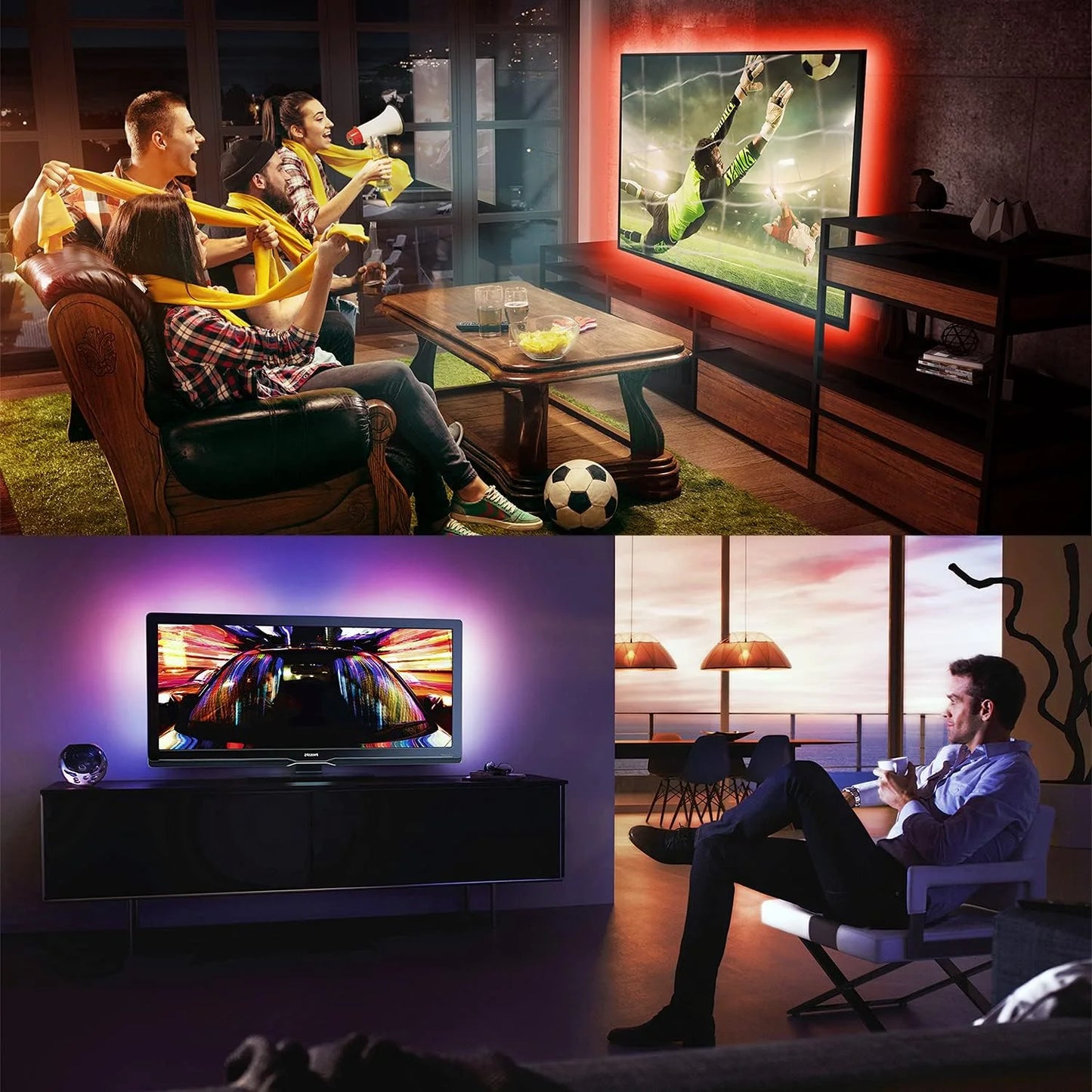TV LED Backlights, Smart Led Strip Lights 15 Feet for 65-75In Tv, USB Backlight Kit with Remote 5050 RGB Bias Mood Lamp for Bedroom, Room HDTV